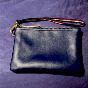 Tommy Hilfiger Black Wallet with Gold Zipper and Wrist Strap